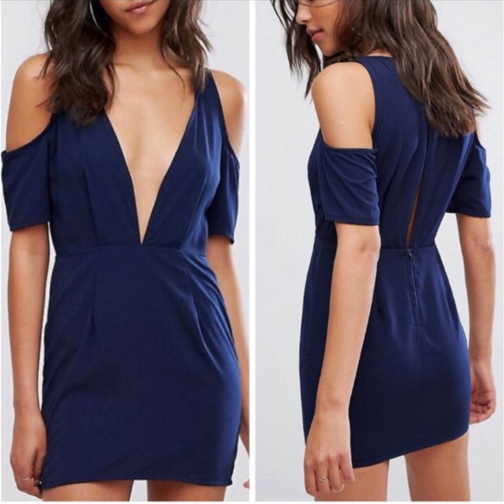 Blue deep v dress